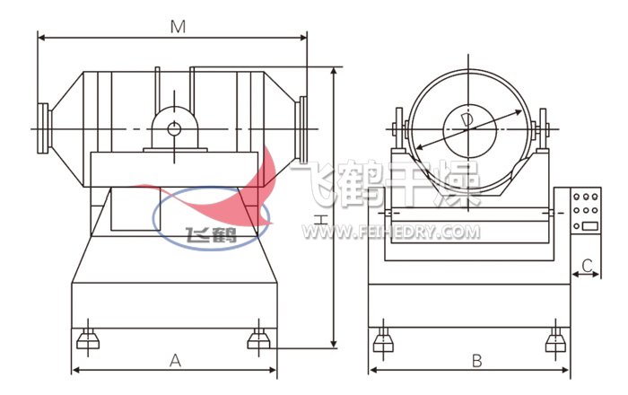 二维运动混合机结构示意图 二维运动混合机结构示意图