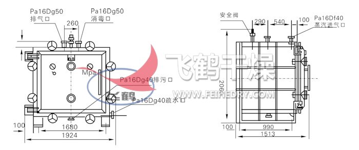 方形静态真空干燥机结构示意图